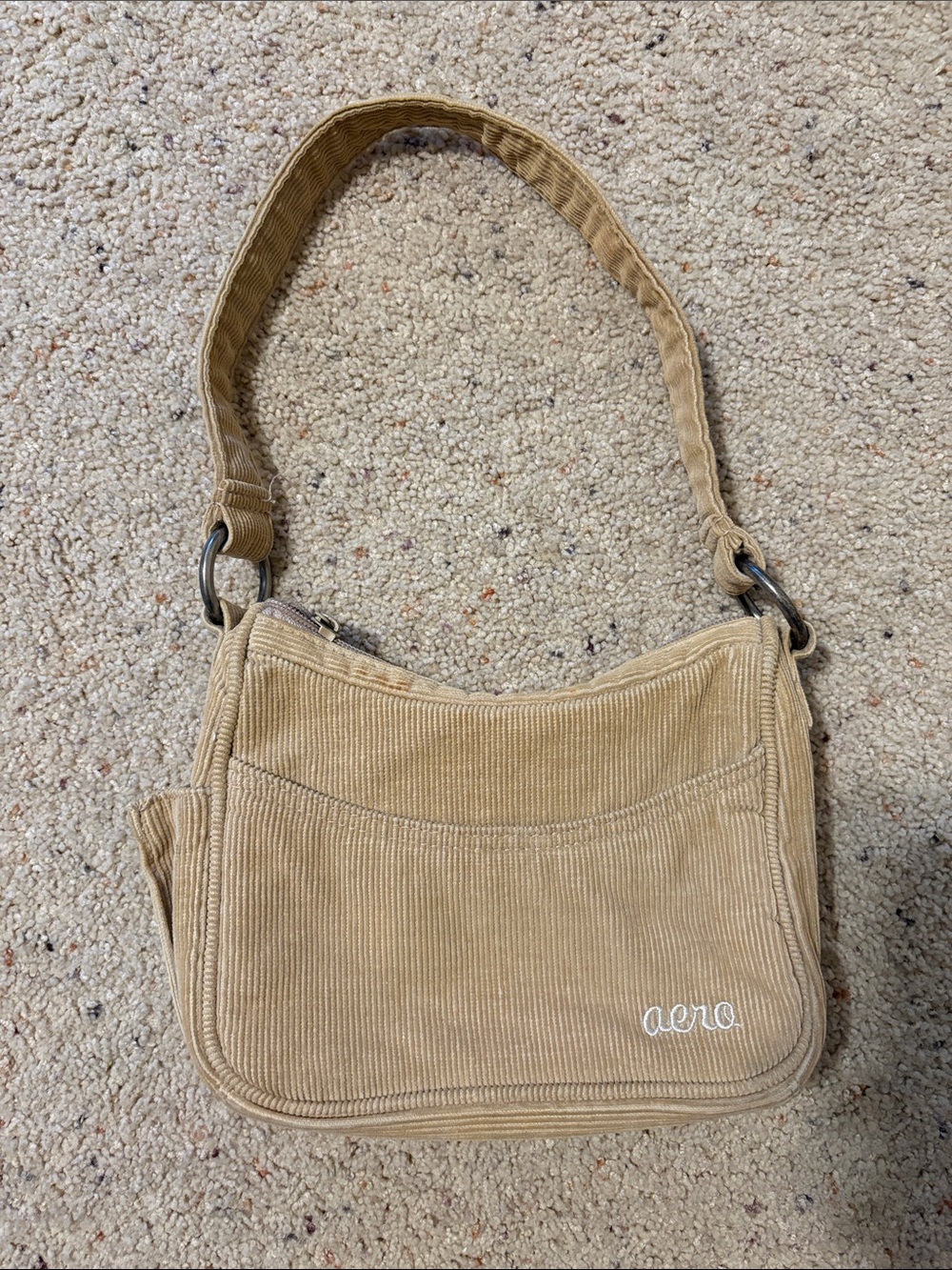 Aeropostale Beige Corduroy Shoulder Bag